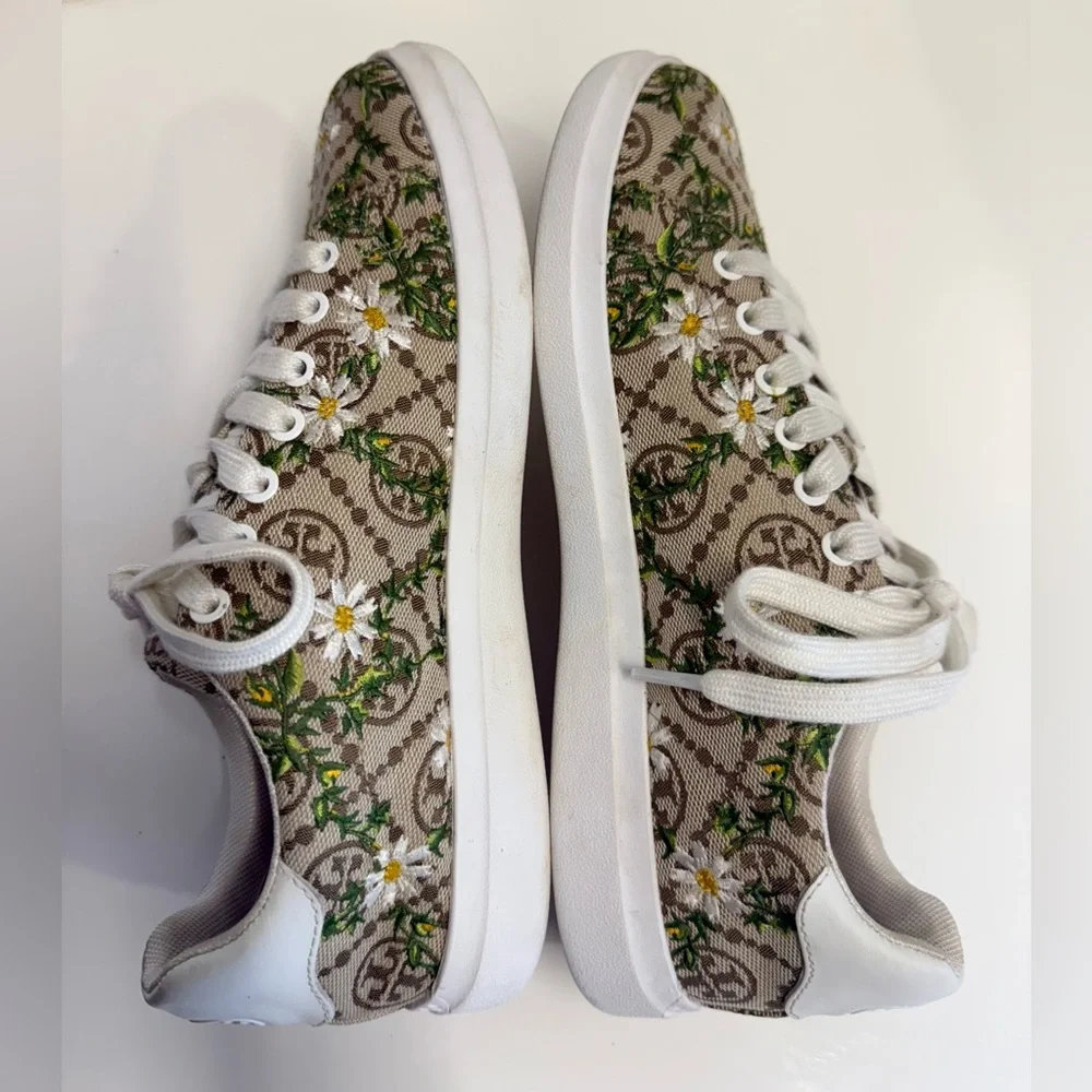 Tory Burch Howell Court Daisy Floral Sneakers Hazel/Snow White‎ Size 7